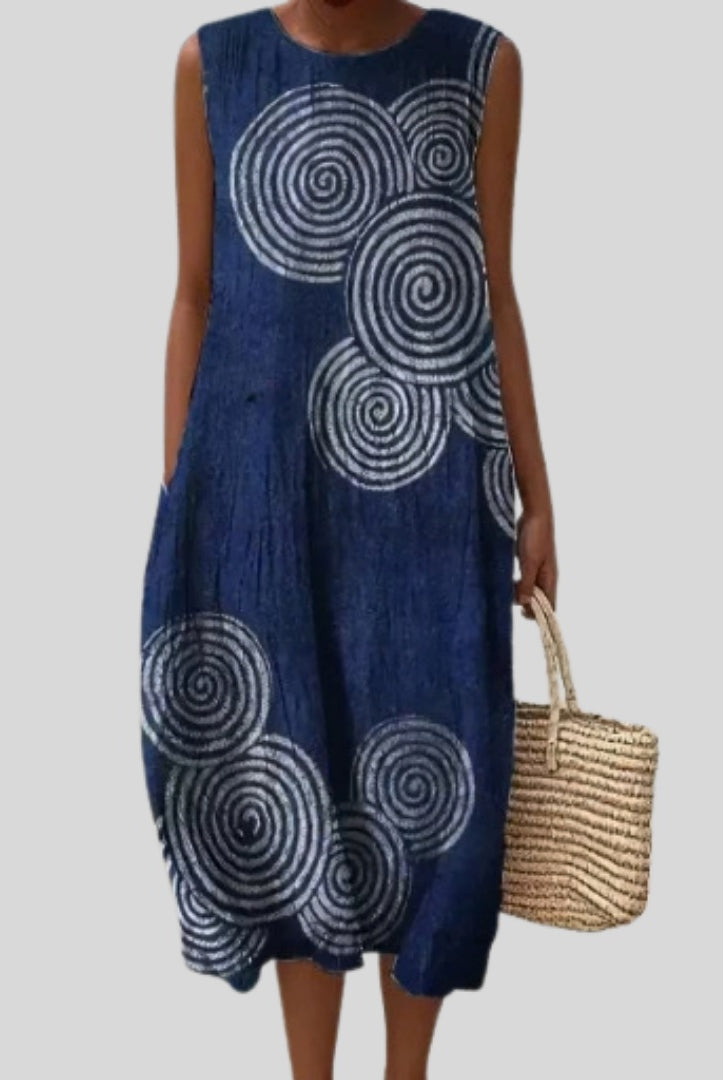 Celia | Vestido de Verano Estampado Geométrico Mujer Sin Mangas