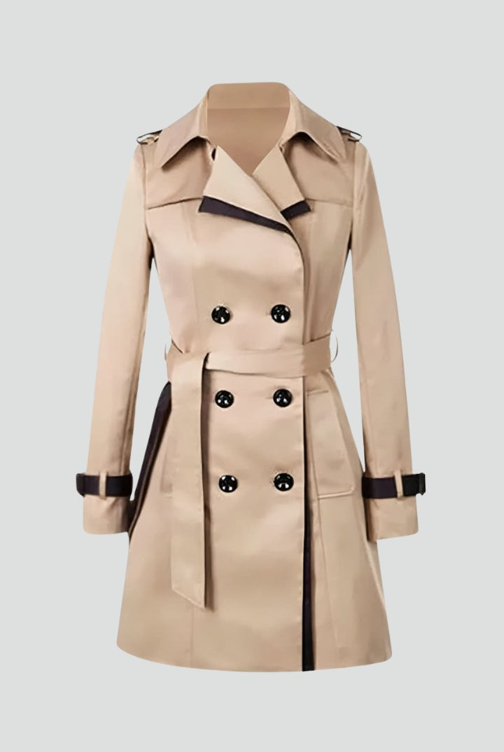 Claudia | Trench Coat Gabardina Larga Mujer con Cinturón Doble Botonadura