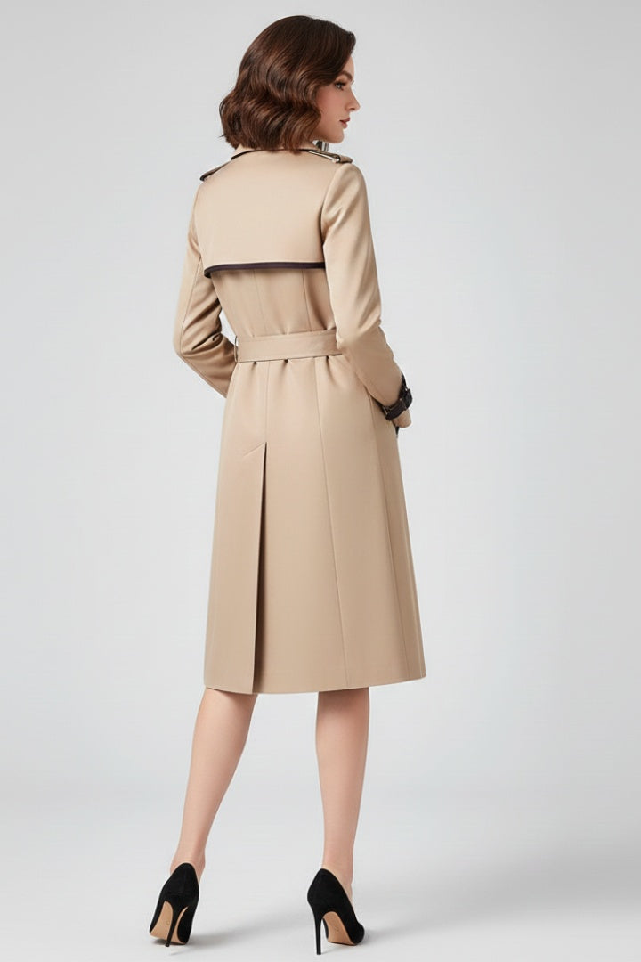 Claudia | Trench Coat Gabardina Larga Mujer con Cinturón Doble Botonadura