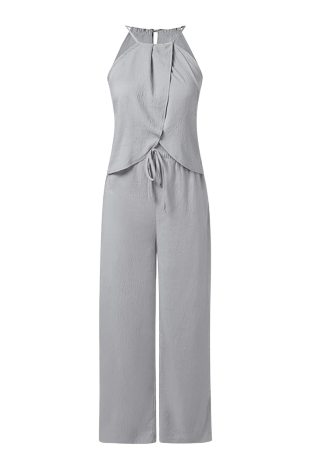 Conjunto Top Halter y Pantalón Palazzo Mujer Cintura Ajustable