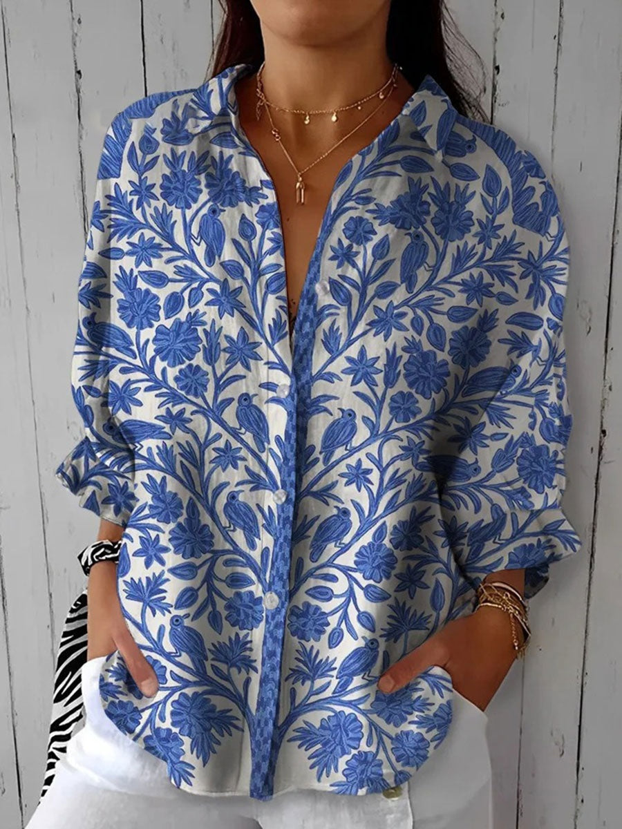 Consuelo | Blusa Tropical Estampada Mujer Escote V