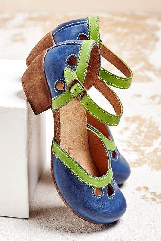 Consuelo | Sandalias de Tacón Bajo Ortopédicas Mujer Hebilla Doble