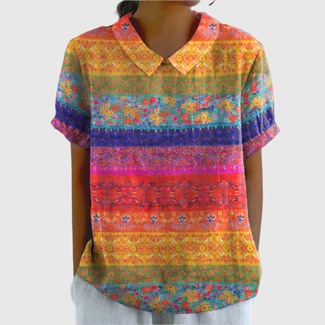 Covadonga | Camisa Oversize Estampada de Manga Corta Mujer