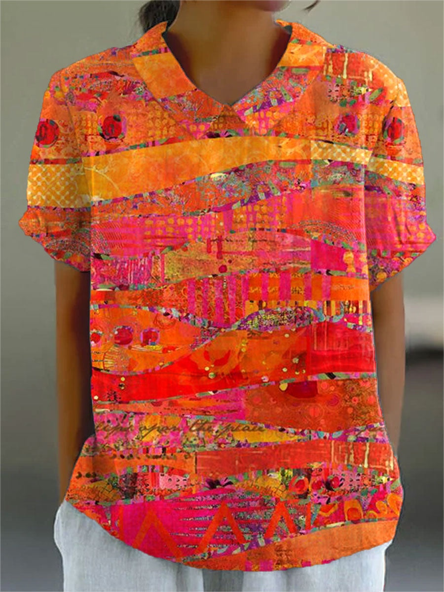 Covadonga | Camisa Oversize Estampada de Manga Corta Mujer