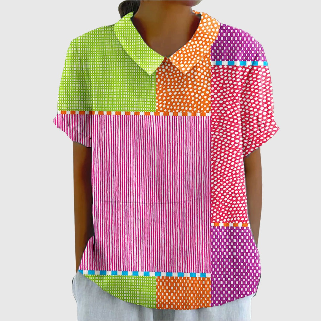 Covadonga | Camisa Oversize Estampada de Manga Corta Mujer