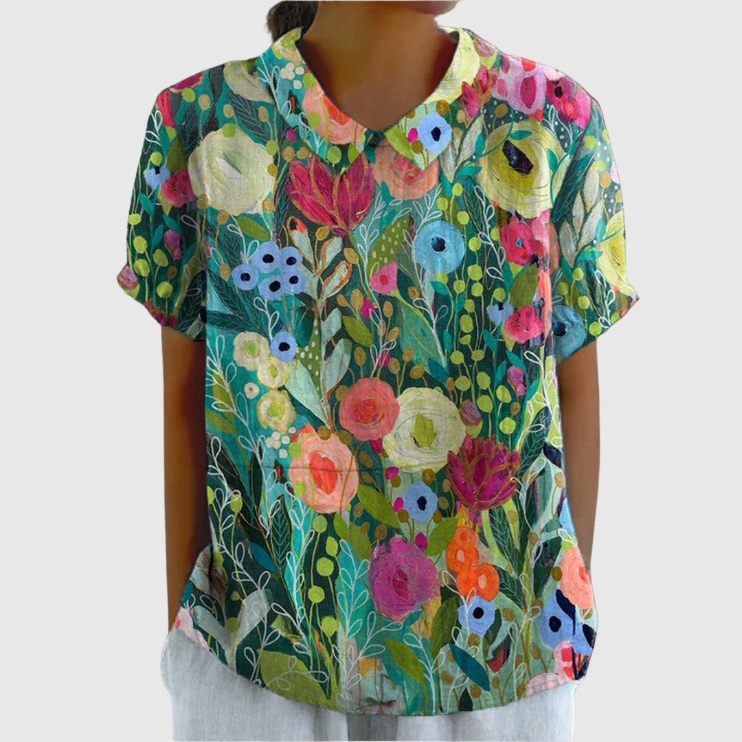 Covadonga | Camisa Oversize Estampada de Manga Corta Mujer