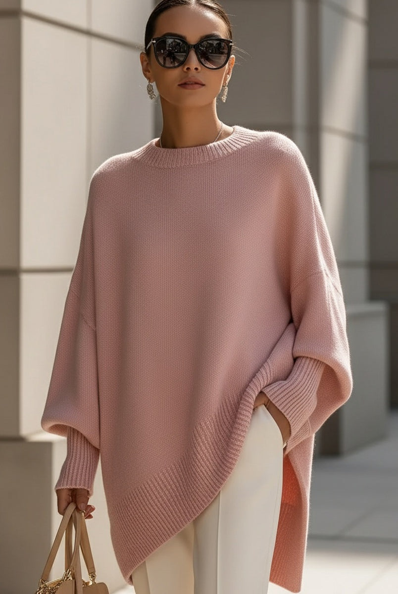Covadonga | Jersey Oversize Asimétrico de Punto Mujer Cuello Redondo