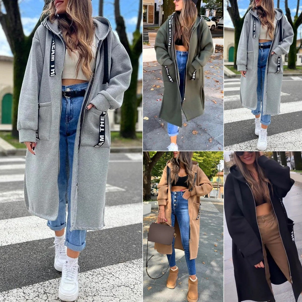Covadonga | Parka Larga Oversize con Capucha Mujer Detalle Letras