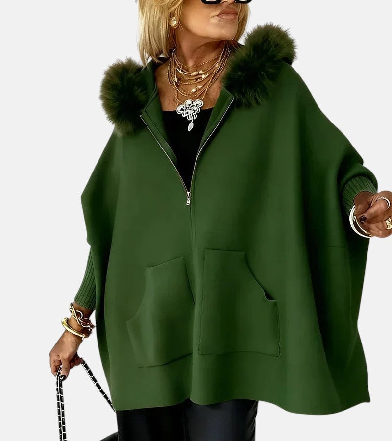 Covadonga | Sudadera con Capucha y Cremallera Oversize Mujer Pelo Bolsillos