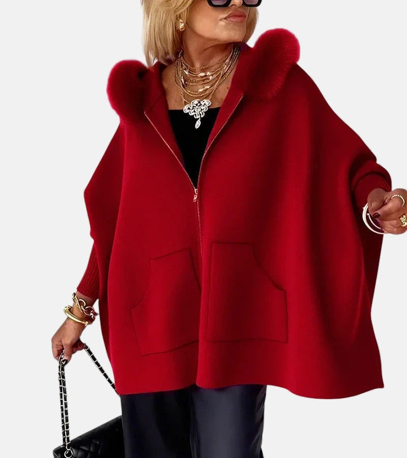 Covadonga | Sudadera con Capucha y Cremallera Oversize Mujer Pelo Bolsillos