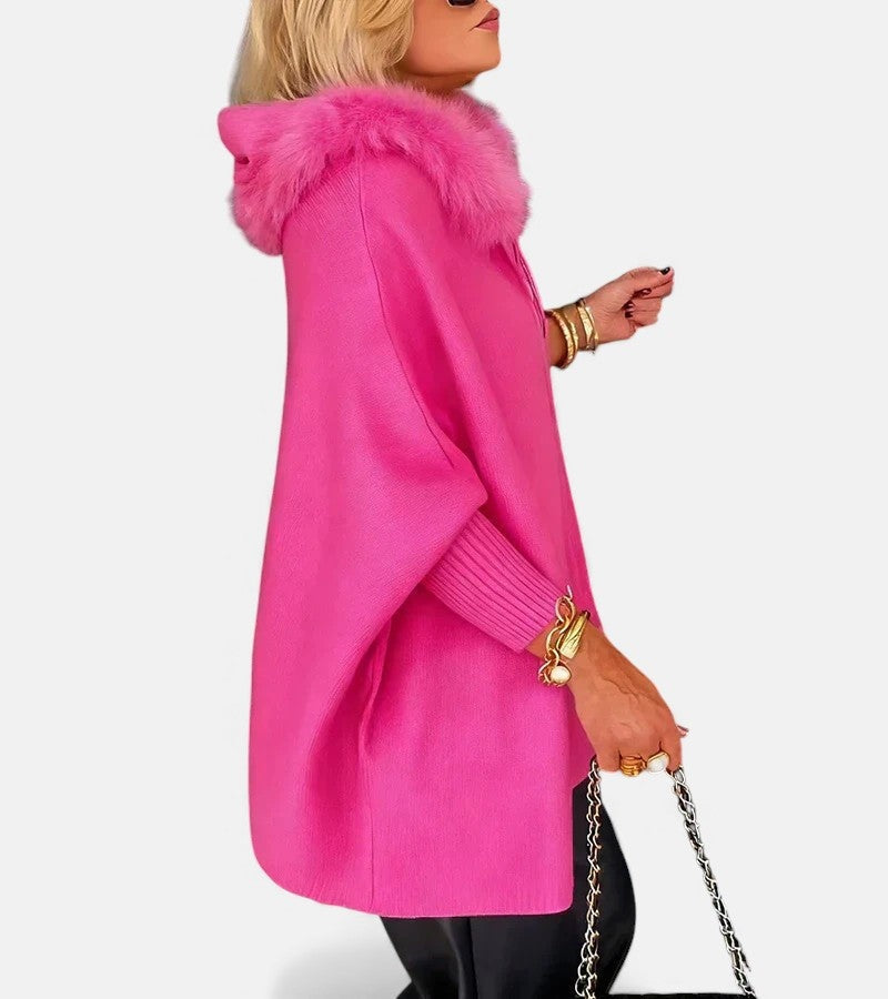 Covadonga | Sudadera con Capucha y Cremallera Oversize Mujer Pelo Bolsillos