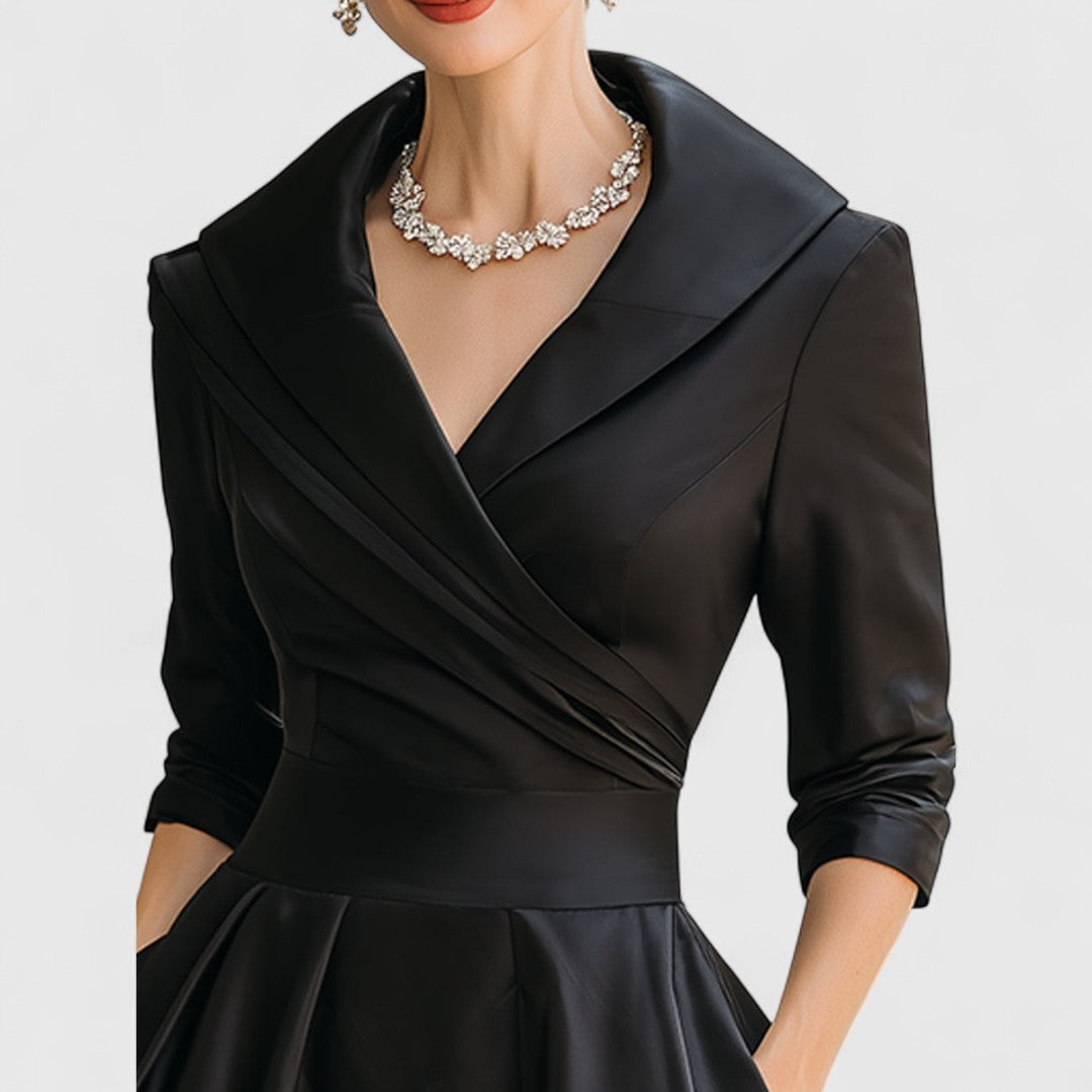 Covadonga | Vestido Midi de Novia Sencillo Mujer Manga 3/4 Falda Evasé