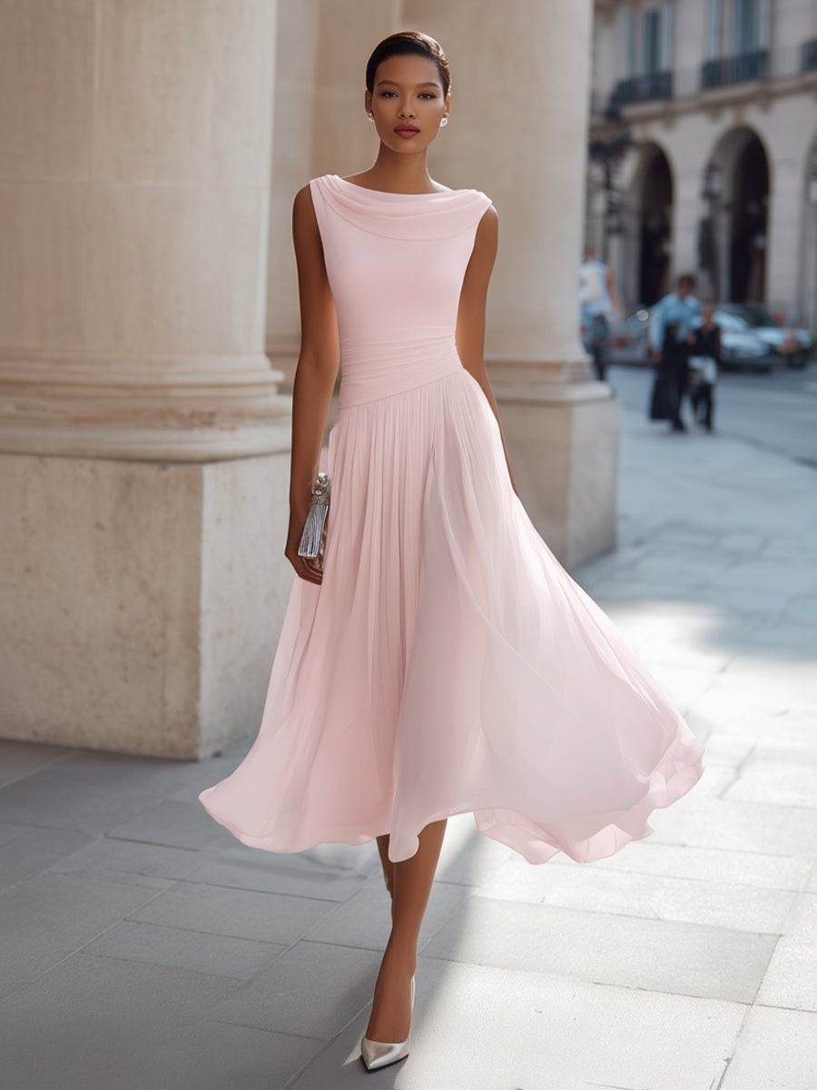 Covadonga | Vestido Midi Drapeado Sin Mangas Mujer Plisado
