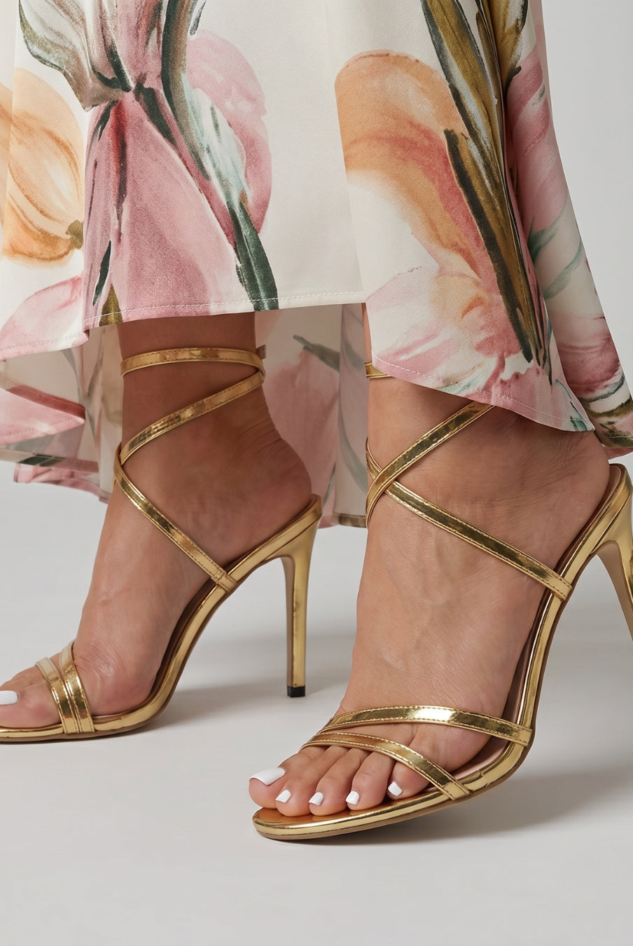 Cristina | Sandalias de Tacón Stiletto con Tiras Metálicas Mujer