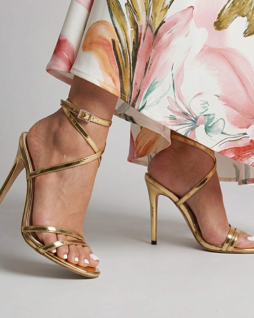 Cristina | Sandalias de Tacón Stiletto con Tiras Metálicas Mujer
