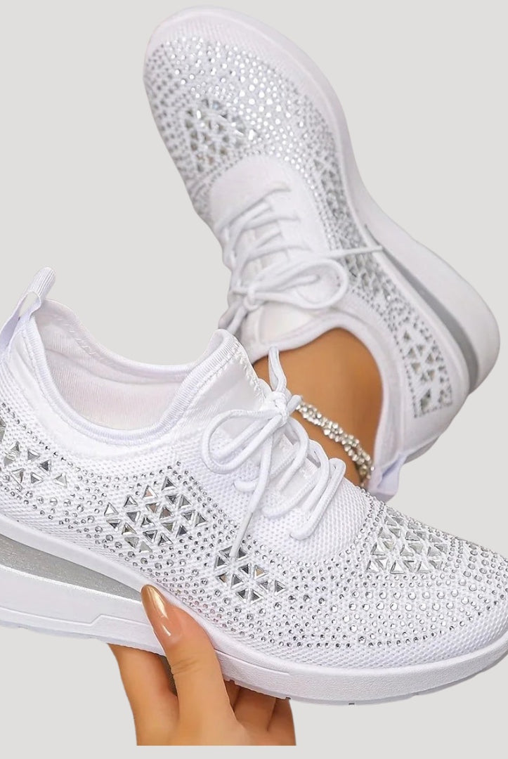 Cristina | Zapatillas Plataforma con Strass Mujer Cordones