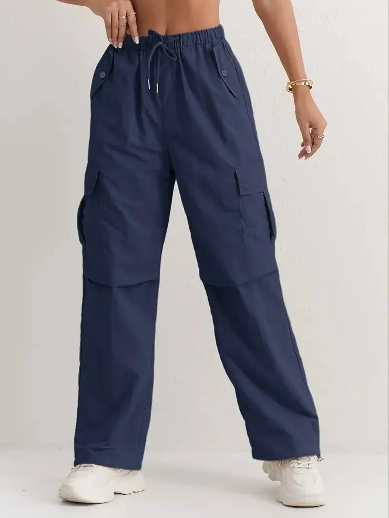 Daniela | Pantalones Cargo Mujer Cintura Elástica con Bolsillos