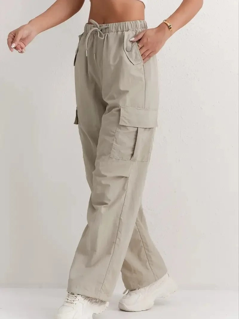 Daniela | Pantalones Cargo Mujer Cintura Elástica con Bolsillos