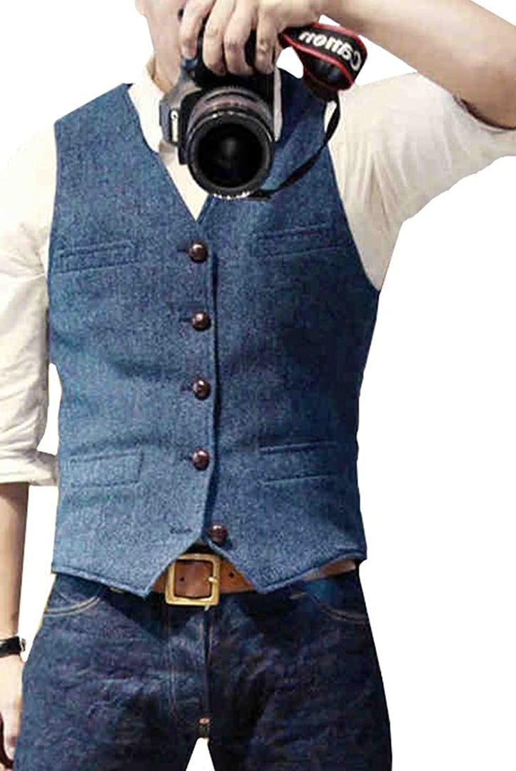 Darío | Gilet Vaquero Hombre Botones Cuello V