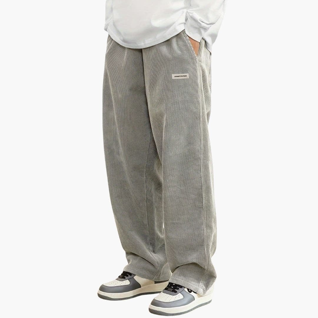 Darío | Pantalón de Pana Pierna Ancha Hombre Cintura Elástica Cordón