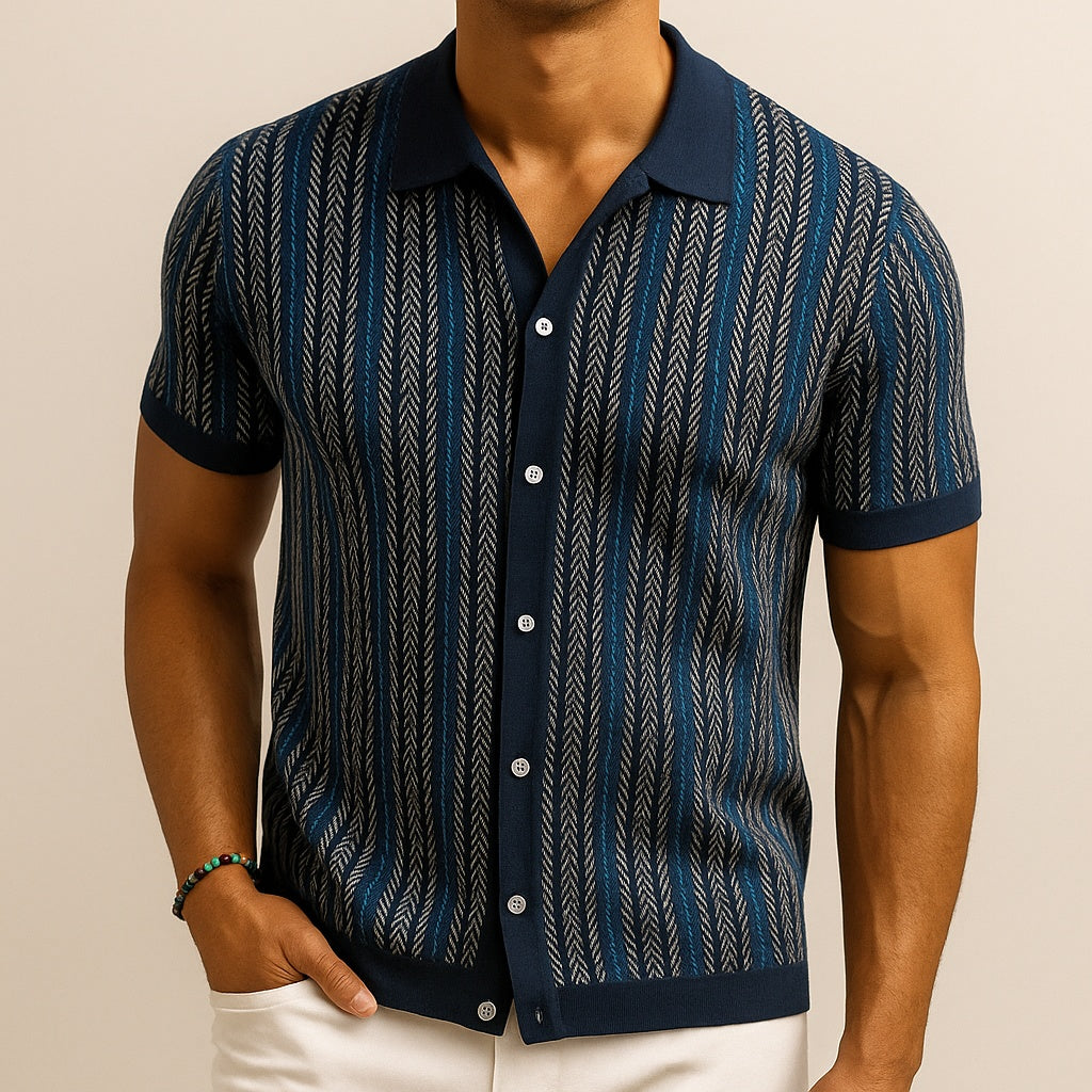 Diego | Camisa Estampada de Manga Corta Hombre Botones