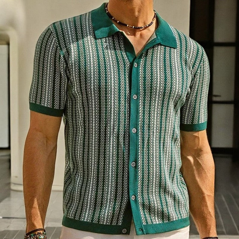 Diego | Camisa Estampada de Manga Corta Hombre Botones