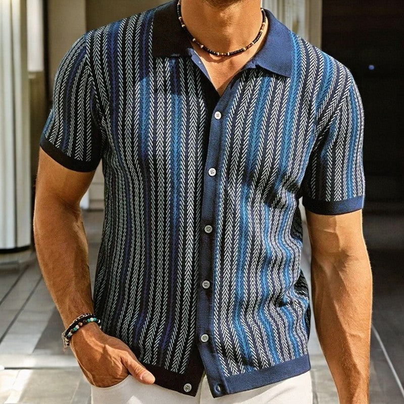 Diego | Camisa Estampada de Manga Corta Hombre Botones