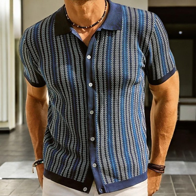 Diego | Camisa Estampada de Manga Corta Hombre Botones