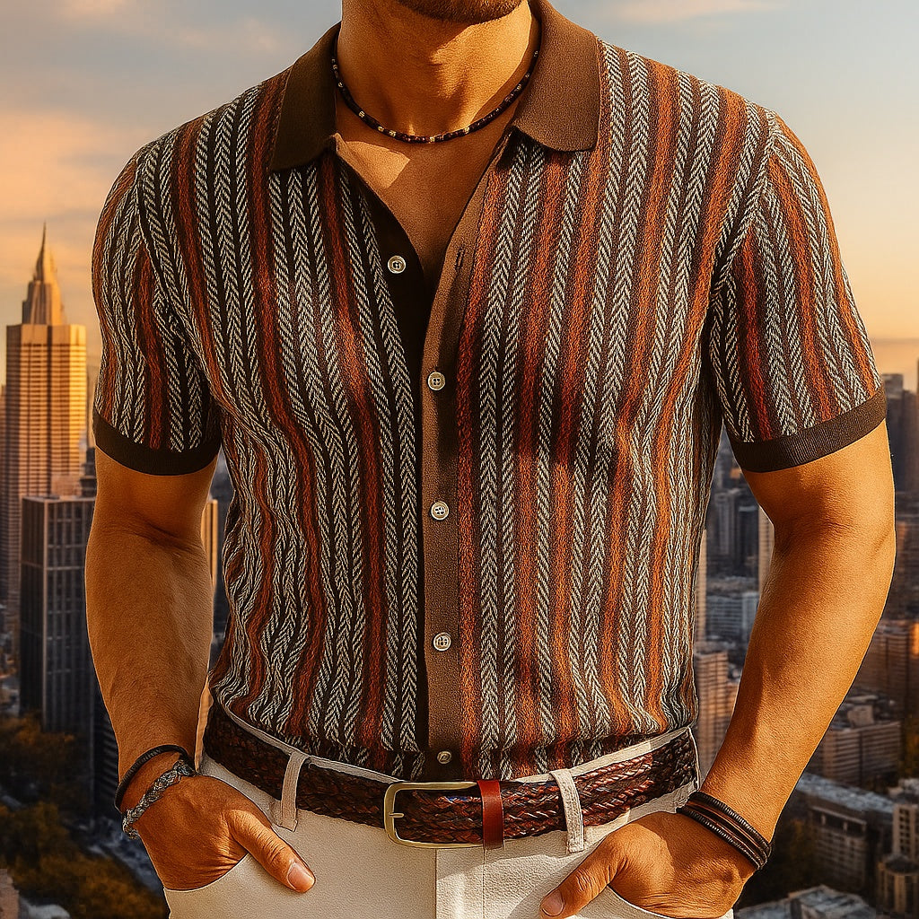Diego | Camisa Estampada de Manga Corta Hombre Botones