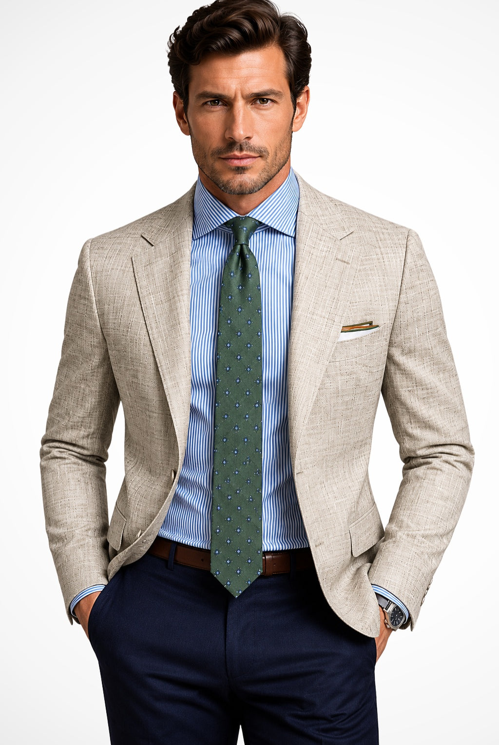 Eduardo | Blazer de Lino Texturizado Hombre Solapa Pico