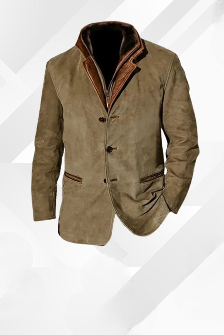 Eduardo | Chaqueta de Ante Hombre con Detalles de Cuero Elegante