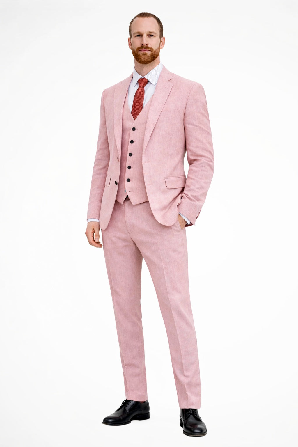 Eduardo | Traje de Tres Piezas de Lino Hombre Chaqueta Chaleco Pantalón