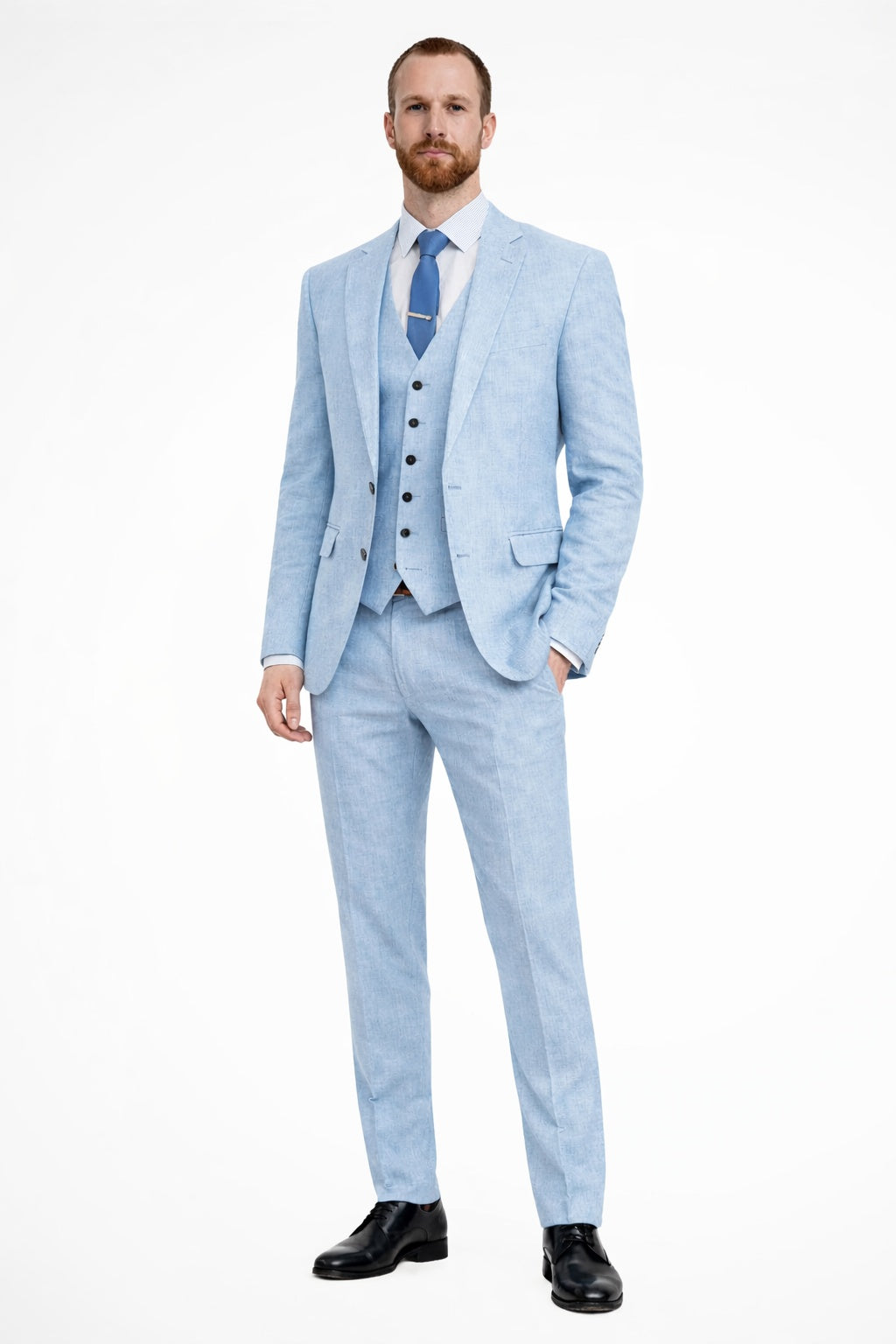 Eduardo | Traje de Tres Piezas de Lino Hombre Chaqueta Chaleco Pantalón