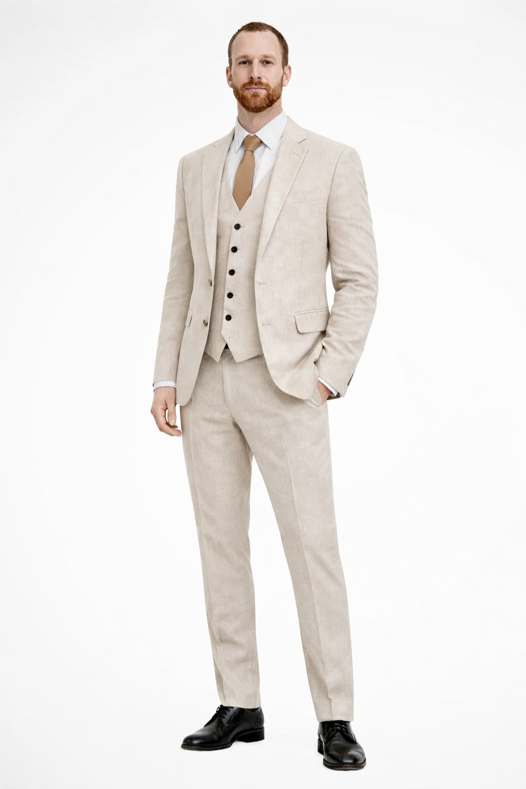 Eduardo | Traje de Tres Piezas de Lino Hombre Chaqueta Chaleco Pantalón