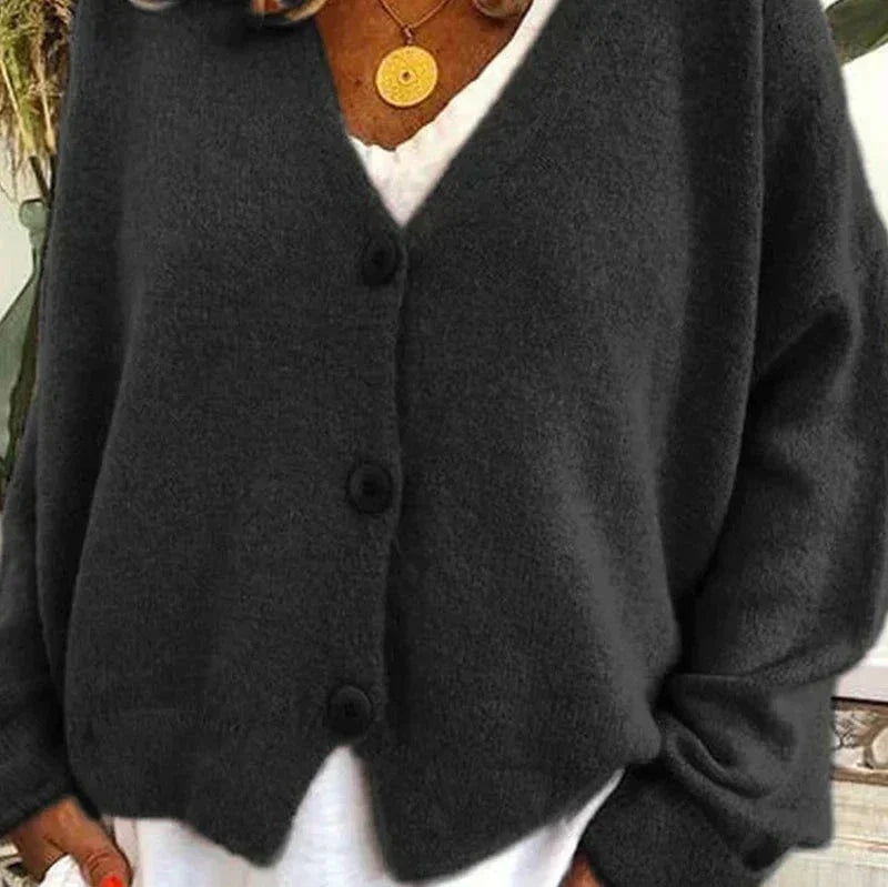 Elena | Jersey Fino de Punto Mujer Cuello en V con Botones