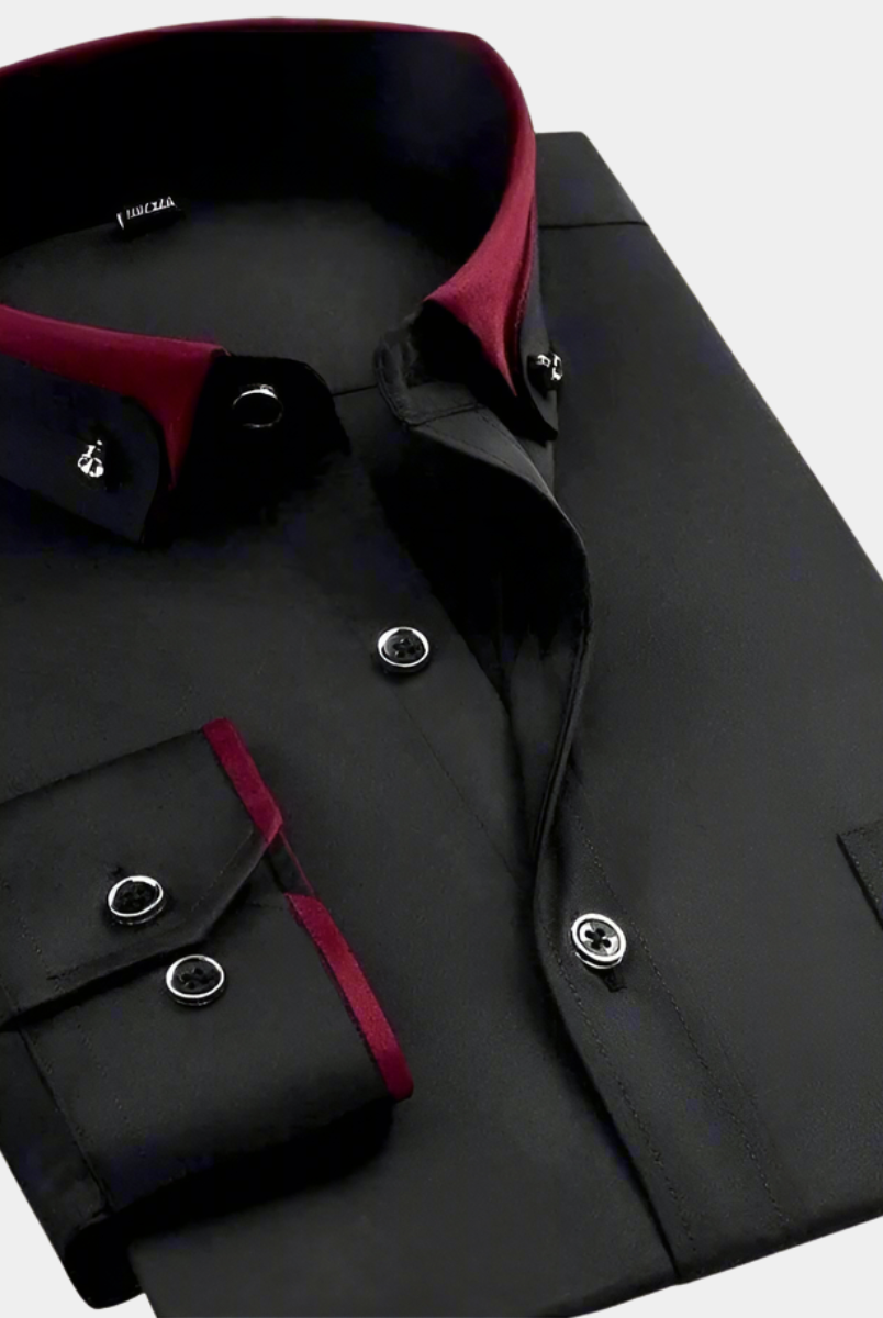 Emilio | Camisa de Manga Larga Elegante Hombre Cuello Contraste