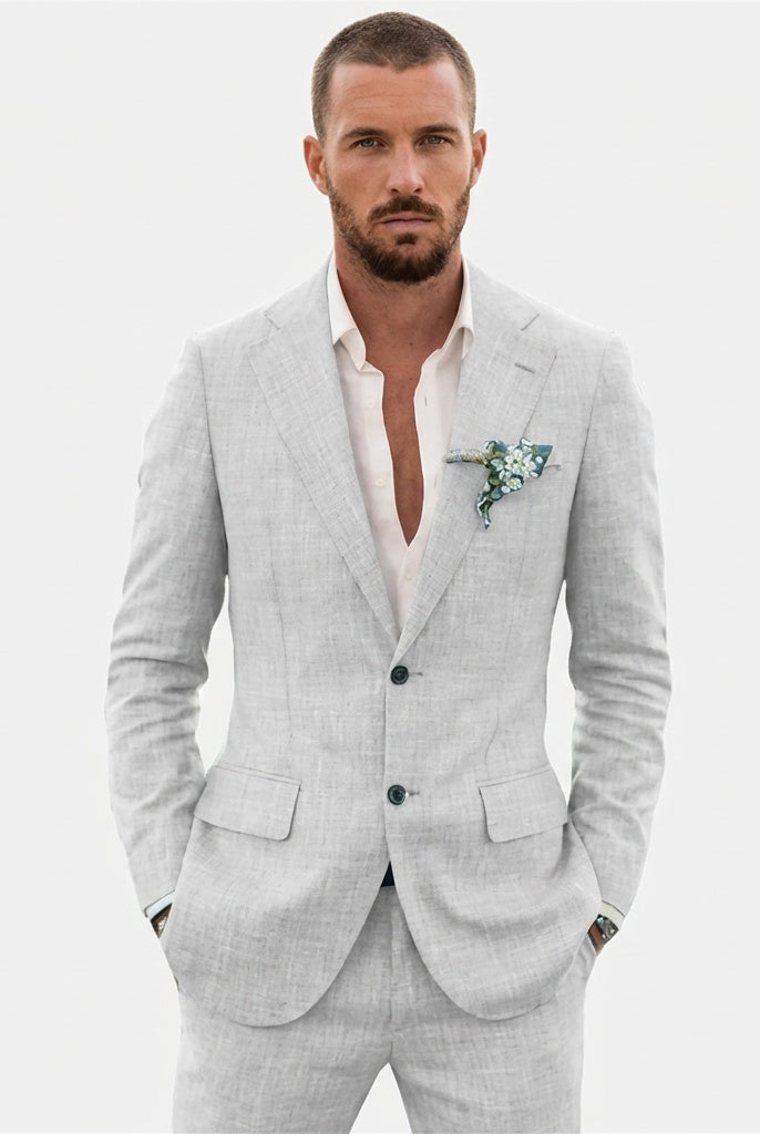 Emilio | Traje de Lino de Corte Relajado Hombre Solapa Clásica