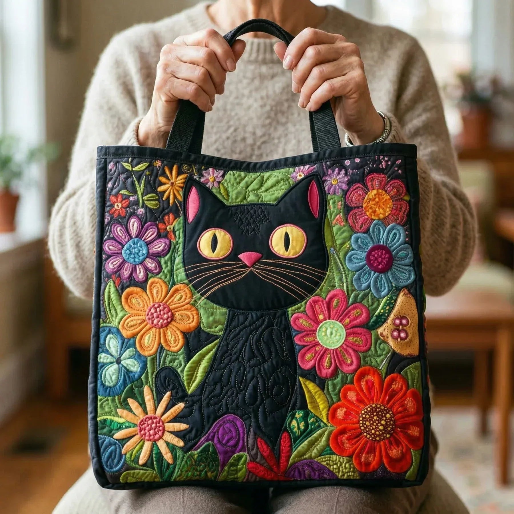 Encarnación | Bolso Tote Acolchado Hecho a Mano Mujer Piano