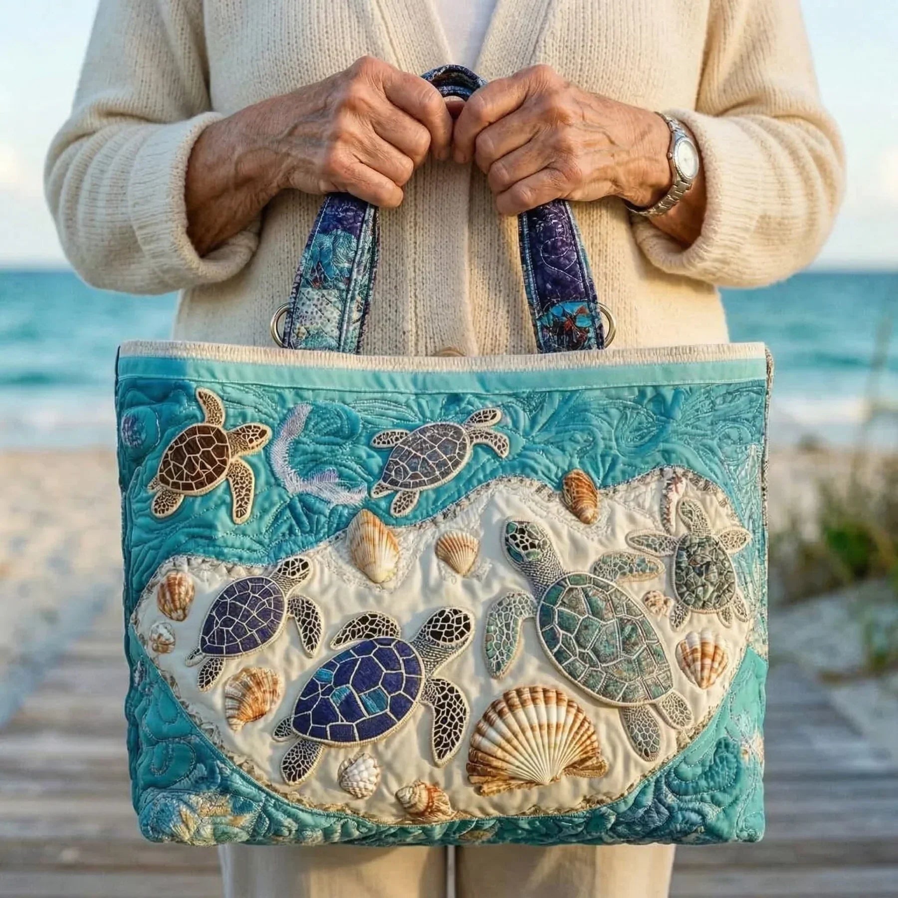 Encarnación | Bolso Tote Acolchado Hecho a Mano Mujer Piano
