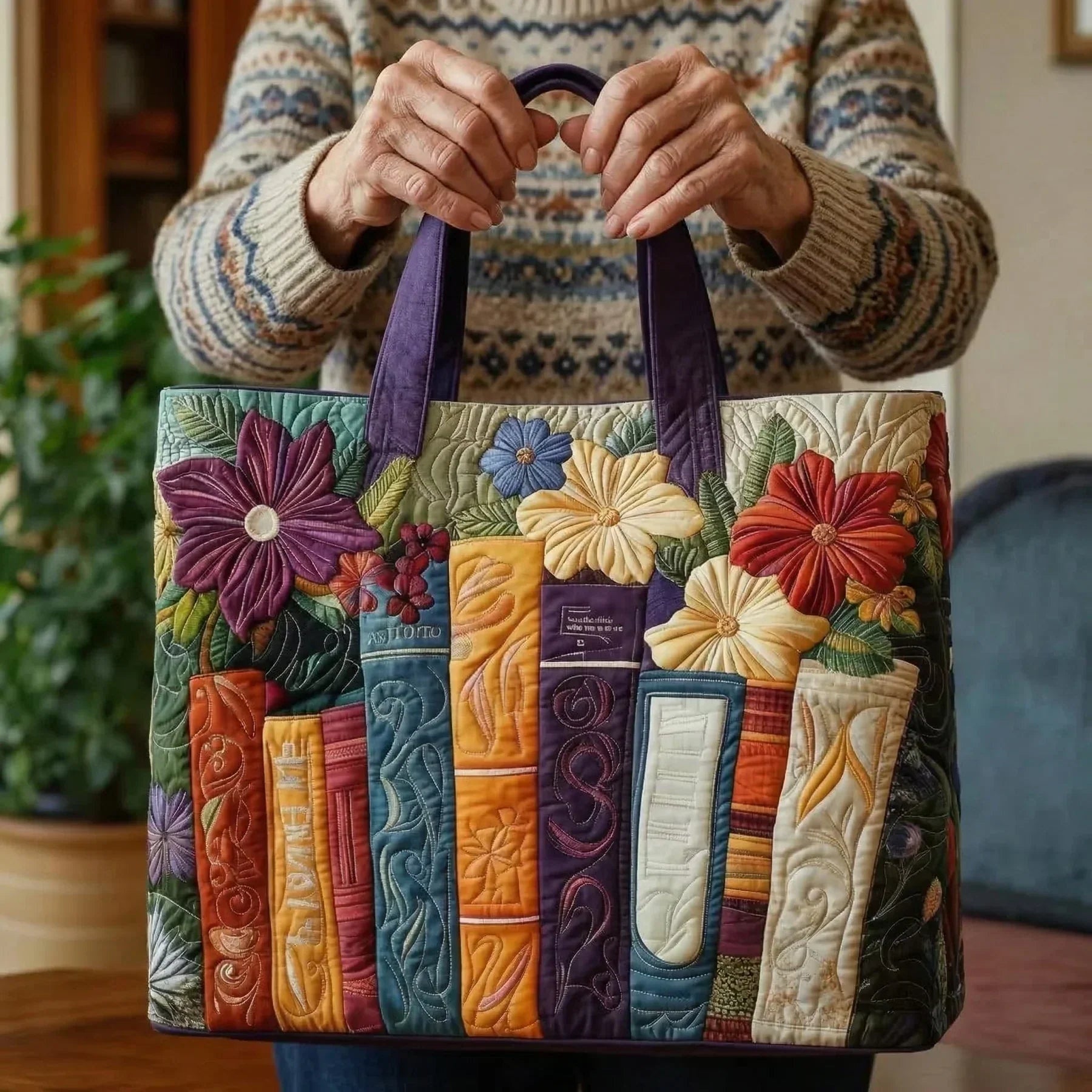 Encarnación | Bolso Tote Acolchado Hecho a Mano Mujer Piano