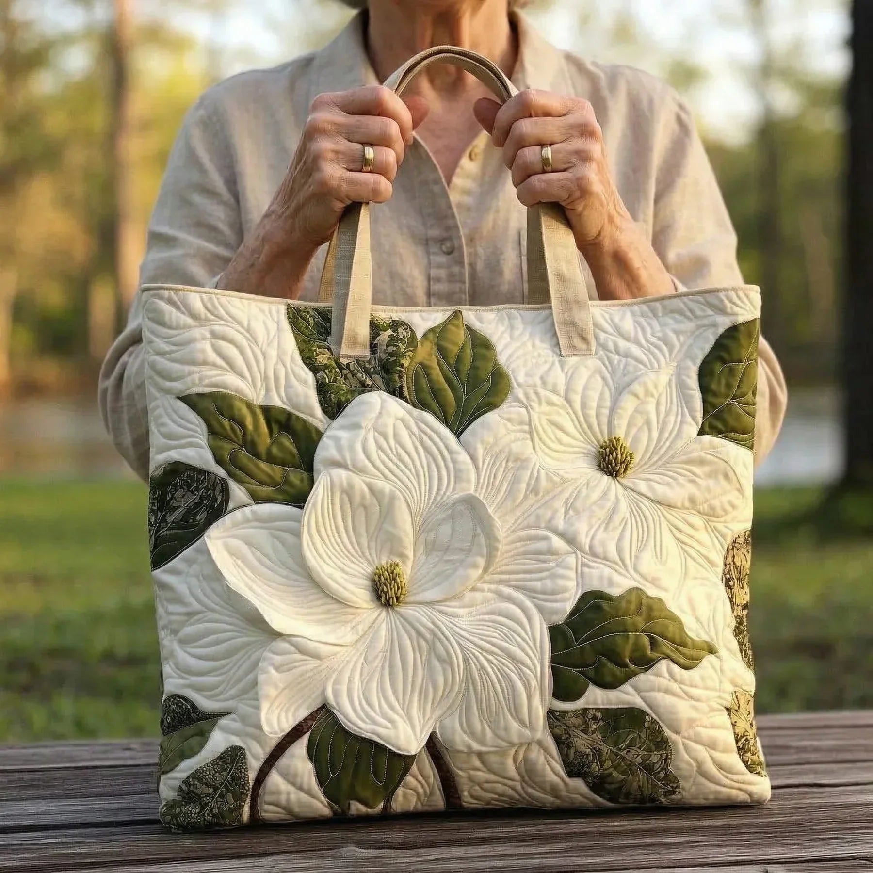 Encarnación | Bolso Tote Acolchado Hecho a Mano Mujer Piano