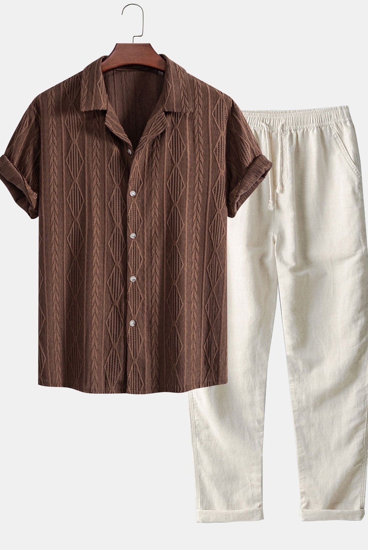 Enrique | Conjunto de Manga Corta Texturizado Hombre Cordón Ajustable