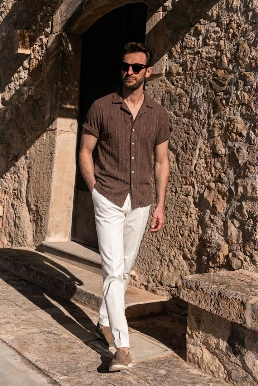 Enrique | Conjunto de Manga Corta Texturizado Hombre Cordón Ajustable