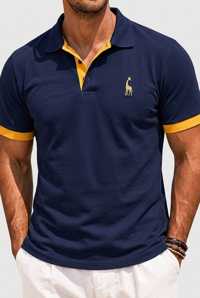 Enrique | Polo Bordado Hombre Ribete en Contraste Manga Corta