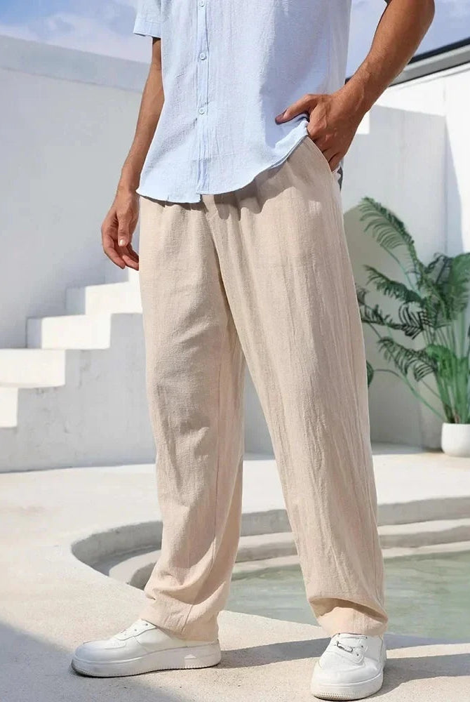 Ernesto | Pantalón de Lino Hombre Pierna Recta Cintura Elástica