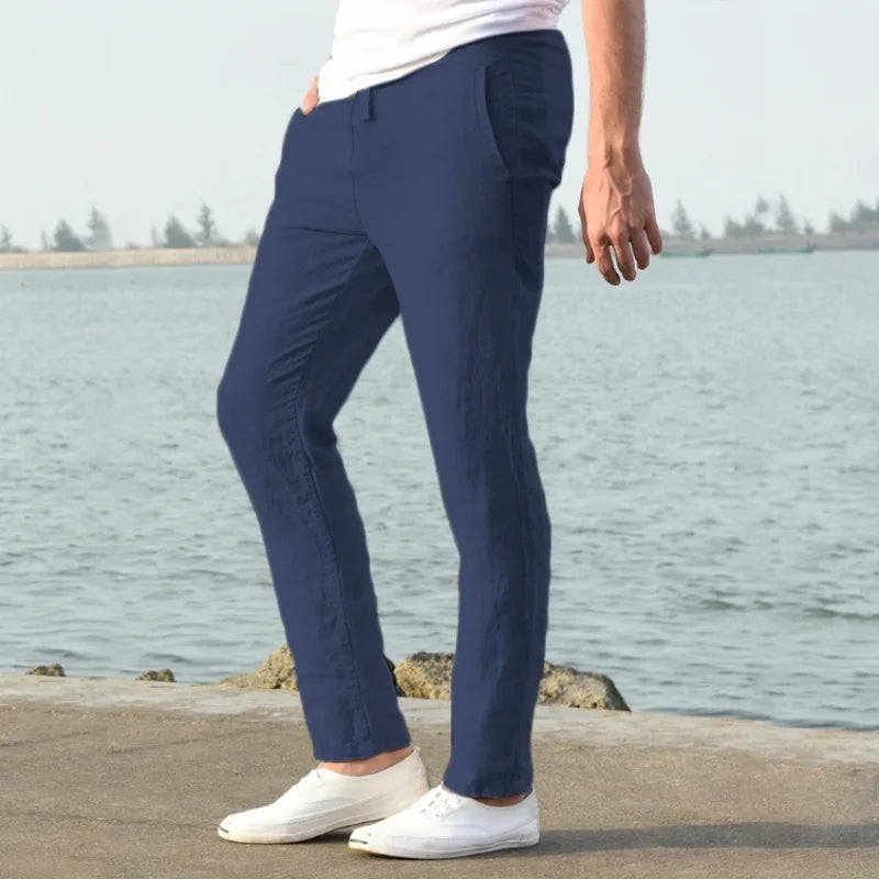 Ernesto | Pantalón de Lino Hombre Pierna Recta Cintura Elástica