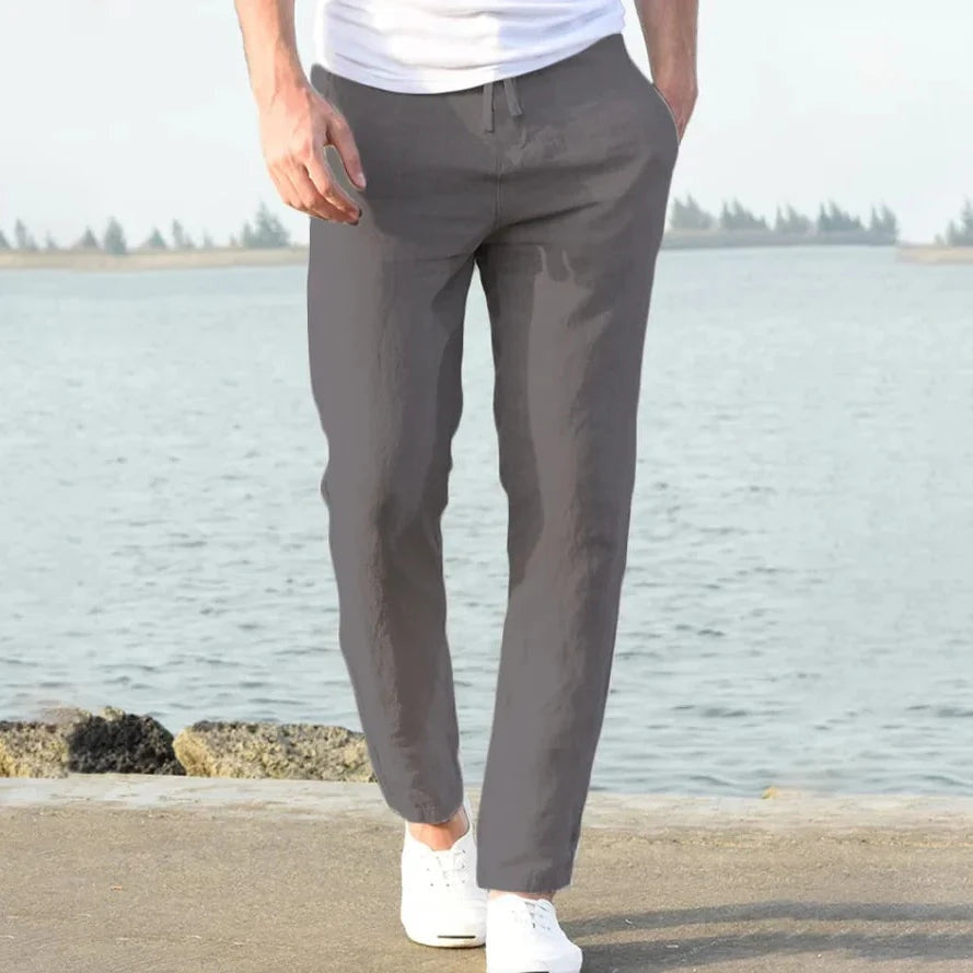 Ernesto | Pantalón de Lino Hombre Pierna Recta Cintura Elástica
