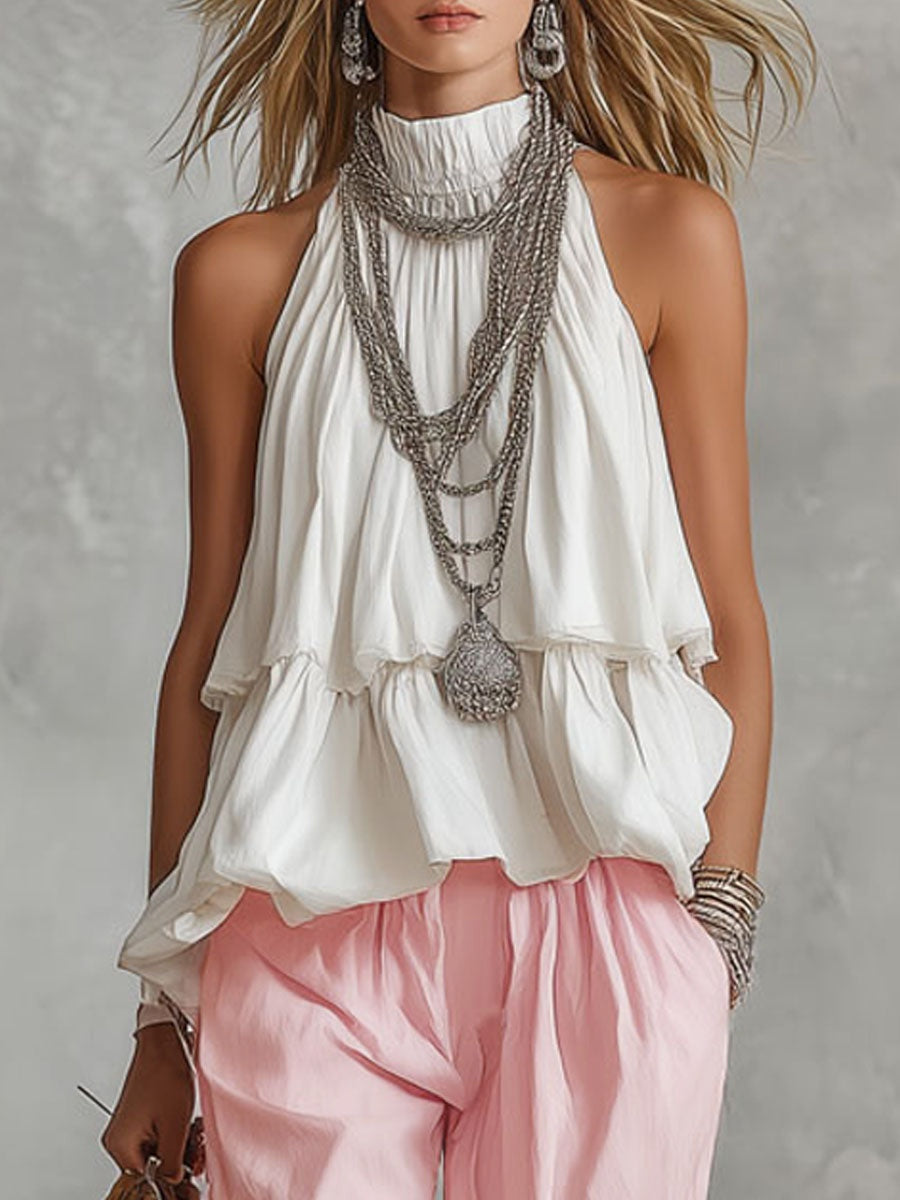 Esperanza | Conjunto Top Cuello Alto y Pantalón Palazzo Mujer