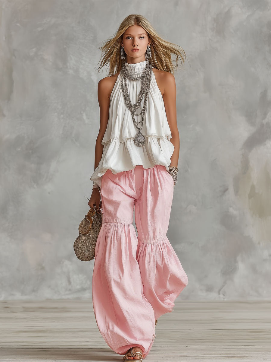 Esperanza | Conjunto Top Cuello Alto y Pantalón Palazzo Mujer