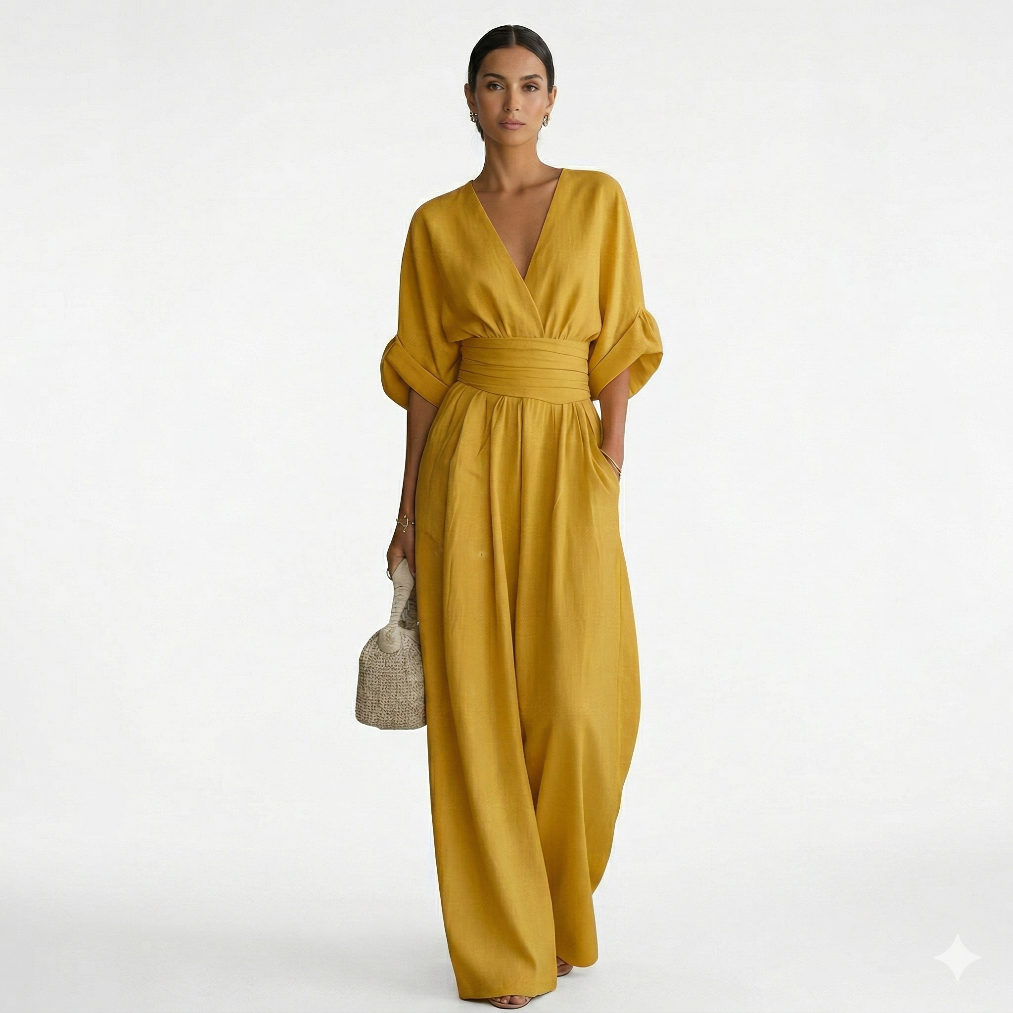 Esperanza | Mono Largo Elegante Mujer Escote V Cinturón